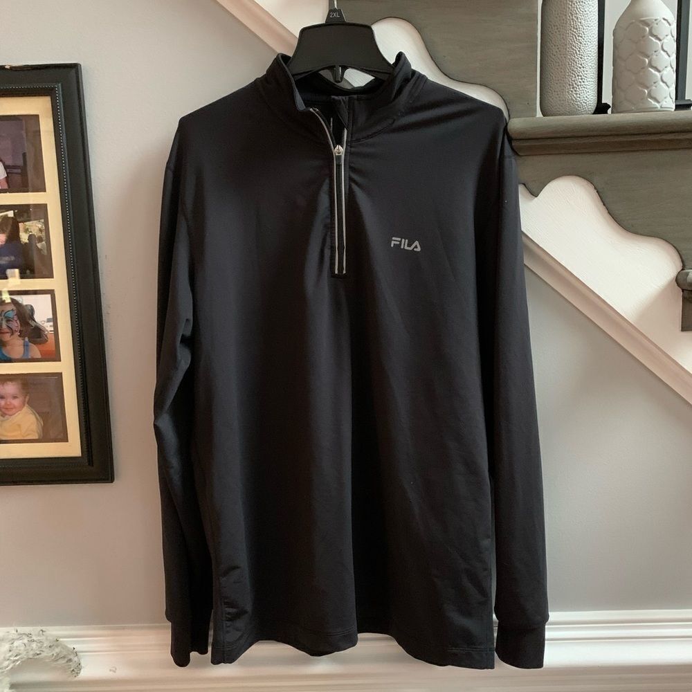 Fila Mens Black Quarter Zip Pullover sz Xl